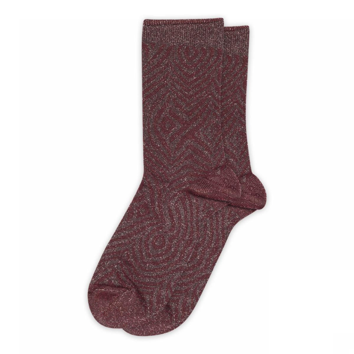 Luisa glimmerstrømper - Wine Red